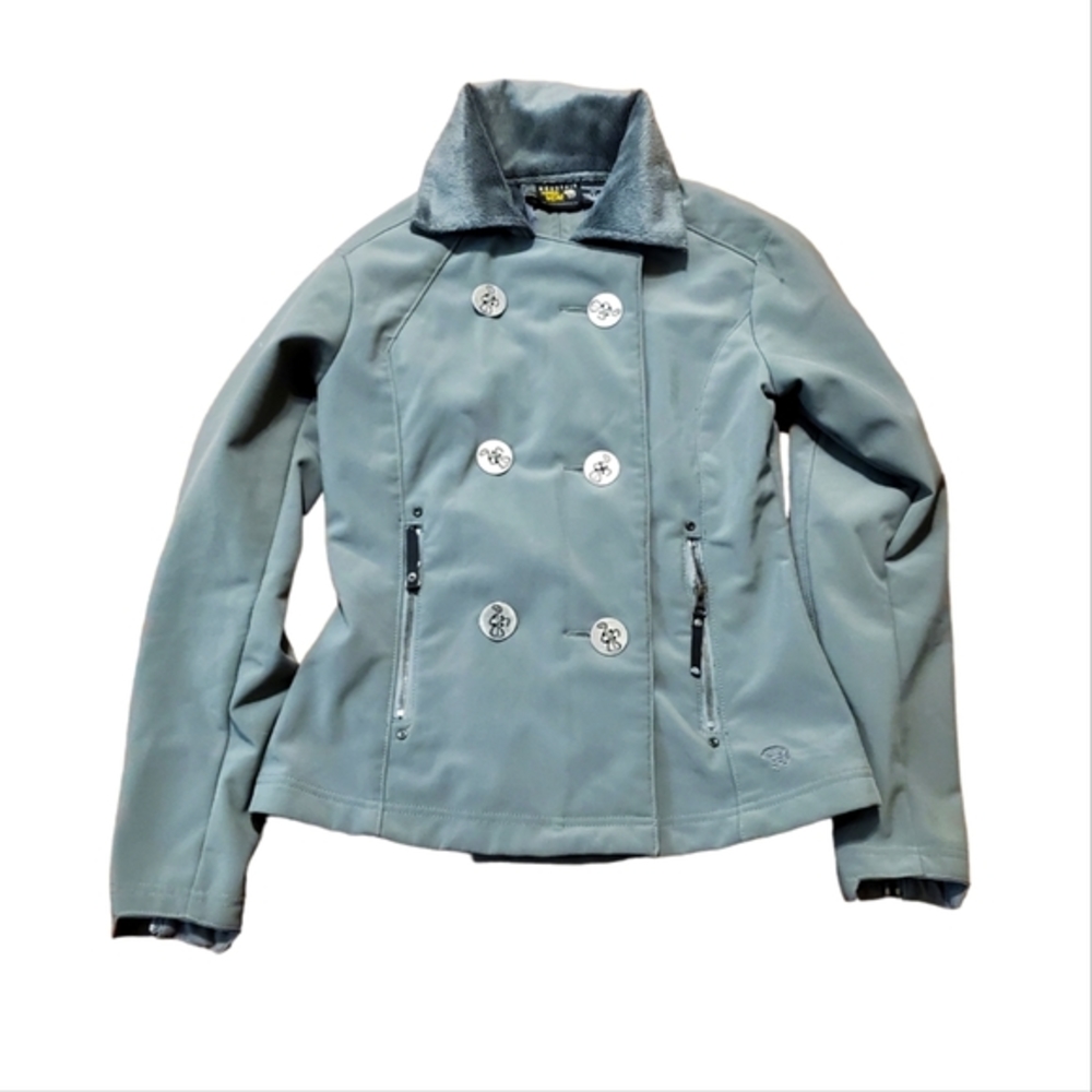 Mountain Hardwear S Gray Double Button Front Jacket Faux Fur Lined